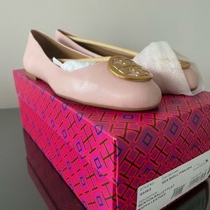 Tory Burch Benton Ballet Flat Nappa Leather size 9 sea shell pink